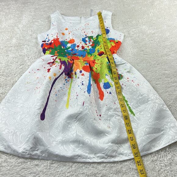Fu Gui Xing white brocade splatter paint dress, size small - Picture 4 of 7